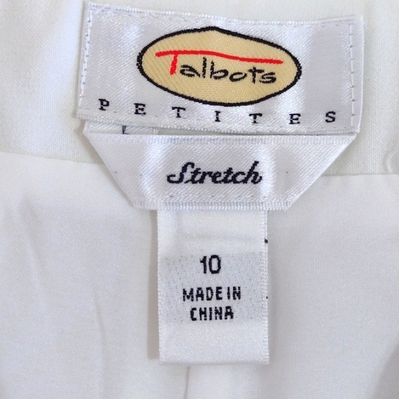 Talbots Petites Stretch Vintage White Wide Leg Lined Pants Size 10p - Picture 7 of 14
